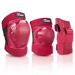 JBM Adult Knee Pads Elbow Pads and Wrist Guards Full Protective Gear for Skateboarding Skate Inline Riding Beginner Scooter Roller Skater (Red, Large)