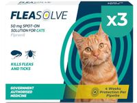Cat Flea Treatment Spot On x 3 Pack - Flea Treatment Cat Spot On for Cats & Kittens Over 1kg - 3 Pipettes, 3 Doses - Fast-Acting FleaSolve Solution