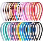 Duufin 30 Pieces Plastic Headbands 0.8cm DIY Plain Headband Colorful Teeth Comb Headbands for Girls and Women, 30 Colors