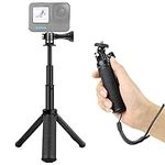 GEPULY Mini Hand Grip Selfie Stick Tripod Stand for GoPro Hero 12 11 10 9 8 7 6 5 4 3 2 1, Session, Fusion, Max, Most Action Digital Cameras, Phones-Use it as a Selfie Stick Monopod, Handle, Tripod