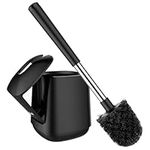 SetSail Toilet Bowl Brush and Holder Automatic Toilet Brushes for Bathroom with Holder Ventilated Toilet Cleaner Brush for Toilet Scrubber Cleaning - Black