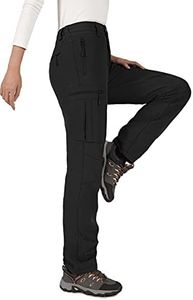 Cycorld Women's-Ski-Snow-Pants, Fleece Lined Water Resistant Windproof Pants Winter Hiking Softshell Pants for Women(Black,X-Small)