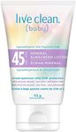 Live Clean Baby Mineral Sunscreen Lotion Spf 45, White, Unscented Baby SPF 45, 113ml, 113 Milliliters