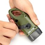 Hand Crank Flashlight, LED Flashlight Emergency & Solar Powered Rechargeable Flashlight Carabiner Dynamo Clip Flashlight Torch Lamp for Camping Outdoor Climbing Hiking