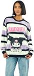 Bioworld Kuromi Character Sitting Women’s Purple & White Eyelash Sweater -Small