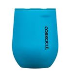 Corkcicle Origins Stemless Cup - Triple Insulated Stainless Steel Travel Wine Cup Tumbler for Coffee, Wine, and Cocktails - Spill Proof, Reusable, BPA-Free, Dishwasher Safe - Neon Blue, 355ml/12oz