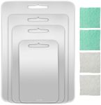 4 Pcs Stainless Steel Cutting Board 304 Stainless Steel Double Sided Metal Cutting Board with 4 Cleaning cloth for Kitchen Meat Fruit Vegetable for Dishwasher (9.7"x6",11.8"x7.9",13.4"x8.9",15"x10.8")