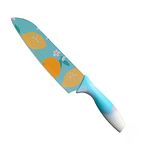 YELONA Printed Knife Set, Stainless Steel Knife for Kitchen Use, Chef's Knife Set, Santoku Knife & Non-Slip Handle with Blade Cover - (Pack of 1, Sky Blue)