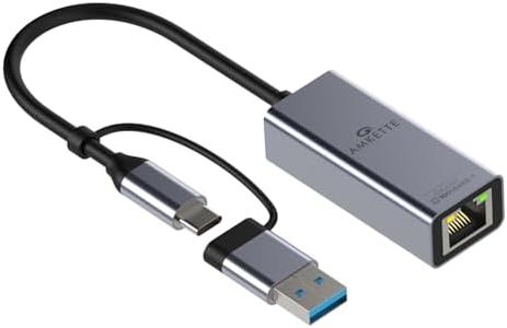Amkette Super-Speed USB 3.0 + Type-C to RJ45 Gigabit Ethernet Adapter I 10/100/1000 MBPS Network LAN Speed I for Laptop, Desktop, Gaming Console,Chromebook and Macbook I Plug & Play I Fully Metal Body