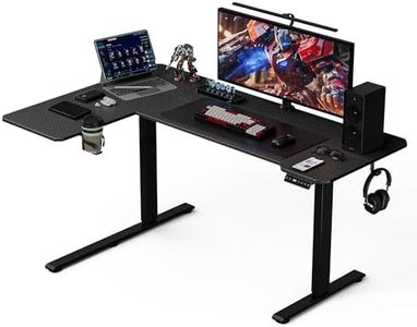 Acrolix Eckschreibtisch Höhenverstellbarer Schreibtisch L Form,150 X 100 cm Elektrischer Höhenverstellbar Ergonomischer Schreibtisch L mit Getränkehaltern und Haken Stabiles Bürotisch, Schwarz Carbon