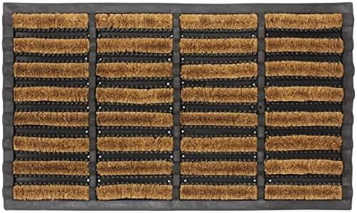 LSC Tuff Scrape Extra Large Door Mat Heavy Duty Outdoor Doormats Removes Grass, Mud and Dirt 100% Natural Coir Bristle with Rubber Backing Machine Washable Doormats (nbs Pack of 1, 45 x 75 cm)