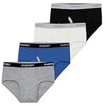 INNERSY Boys Underwear with Front Fly Cotton Briefs Teen Underpants Comfortable Pants 4 Pack (8-10 Years, Blue/White/Black/Grey)