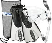 Cressi Italian Collection Palau Adjustable Fin Snorkel Mask Fin Snorkel Set with Snorkeling Gear Carry Bag