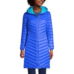 Lands' End Women's Ultralight Packable Long Down Coat, Royal Cobalt, S