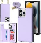 Cavor Wallet Crossbody for iPhone 13 Pro Max Phone Case with Long Shoulder Lanyard Strap Credit Card Holder Magnetic PU Leather Protective Handbag Zipper Purse Kickstand Cover Women Girl-Light Purple