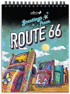 ColorIt Route 66 Adult Coloring Book, 50 Iconic Stops, Sights, and Signs Along America’s Main Street, Printed on Thick Paper with Spiral Binding, Hardback Book Cover, Perforated Edges, and Ink Blotter