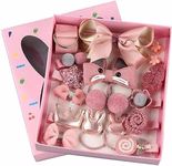 T Tersely 18PCS Baby Girl's Hair Clips Cute Hair Bows Baby Elastic Hair Ties Hair Accessories Ponytail Holder Hairpins Set Girls Hair Accessories For Baby Girls Teens Toddlers, Assorted styles (18 Piece Set, Rose Pink)