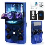 Blidinner R36MAX Retro Video Game Console–Portable Handheld with 4.0-Inch HD Screen,128G TF Card,4000mAh Battery,22000+ Classic Video Games,Open-Source System, for Adults–Blue