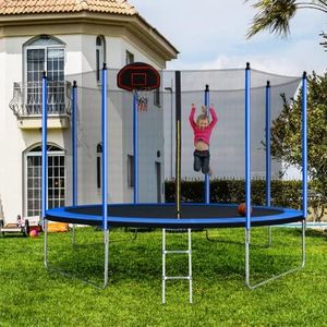 Olela Trampoline for Kids and Adults,10FT Rectangle Trampolines with Safety Enclosure Net and Basketball Hoop【ASTM CPC CPSIA Approved】 Outdoor Backyard Trampoline for All Ages