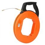 Akozon Fiberglass Fish Tape 30m/98.4FT 4.0mm/0.16inch Non-Conductive Fiberglass Fish Tape in Reel Wire Pulling Tool Electrical Cable Puller