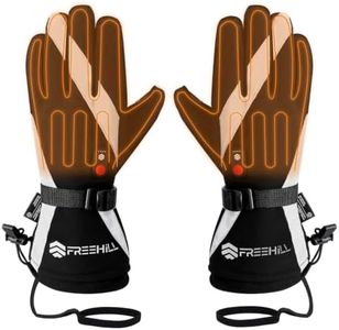FREEHILL Heated Ski Gloves for Women Men- 5-Second Heat, 8H Battery-L