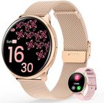 RifePhi 2024 SmartWatch Women's with Phone Function, Round 1.39 Inch Full Touch HD Screen Watch with SpO2/Menstrual Cycle/Sleep Monitor/IP68 Waterproof/Fitness Tracker/for iOS & Android (Rose Gold)