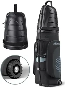 Golf Travel Bags for Airlines with Wheels, Hard Case Top and 1680D Heavy Duty Oxford Protect Golf Clubs, Lightweight and Easy to Maneuver, Black and Gray