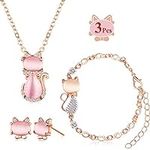 3 Pieces Cat Jewelry for Girls Set 