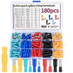 180 Pcs Electrical Crimps Connectors, Insulated Male and Female Bullet Butt Connectors, Wire Terminal Cable Connectors for Electrical udio Wiring Cables