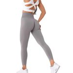 Shopipistic Premium Gym Leggings for Women, High Waist Tummy Control Gym Wear for Women, Breathable Fabric, Butt Lifting Leggings to Shape Curves, Workout Yoga Pants- Moonrock Grey L