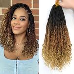 8Packs Goddess Box Braids Crochet Hair With Curly Ends 14 inch Pre-looped Bohomian Crochet Box Braids Synthetic Braiding Hair Extensions (14 Inch, 1B/30/27)…