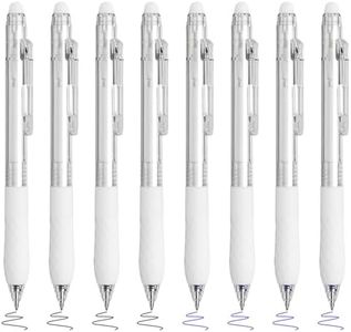 BAYTORY 8Pcs Fine Point Erasable Gel Pens, 0.5mm Retractable Black and Blue Ink Pen, Smooth Writhing Comfortable to Use for Taking Marking Planner Crossword Puzzles (White)