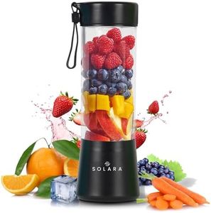SOLARA Blendkwik Portable Blender for Juices, Shakes, Smoothies, Crushing Ice, USB Rechargeable Battery with 4000 mAh 180Watts Motor,450ml, Black Knight