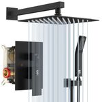 SR Sun Rise 10 Inches Matte Black Shower System Wall Mounted Shower Faucets Sets Complete. Contain Shower Faucet Rough-in Valve Body and Trim Kit