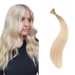 XDhair U Tip Hair Extensions Human Hair 50 Strands 40g 14inch Caramel Blonde Mixed Bleach Blonde Hair Extensions Nail U Tip Hair Extensions #27/613 14inch