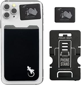 Mobile Phone Wallet - Stick on Black Hand Phone Card Holder - Cell Phone Accessories - Phone Card Holder Stretchy - Phone Card Holder with Stand by Gecko - Black White