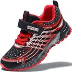 UBFEN Kids Sneakers Boys Girls Tennis Shoes for Running Athletic Walking Gym Sports Lightweight Breathable B Red