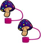 Mushroom Straw Cover for Cup Straw Cover Cute Accessories - Set of 2 Mushroom Straw Covers for Tumblers 8mm - Durable & Reusable Straw Caps (1a)