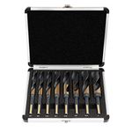 COMOWARE Reduced Shank Drill Bit Set- 1/2” Silver and Deming Large Drill Bit, 8 pcs HSS M2 Black and Gold Oxide Finish, 135 Degree Split Point, Ideal for Smooth Drilling, with Storage case