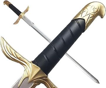 Assassins Foam Sword Prop, 35.5" Realistic Medieval Assassin Fantasy Weapons, Altair Blade Practice, Cosplay and Costume, Gold and White