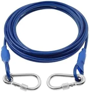 Dog Tie Out Cable,304 Stainless Steel Dog Leads,TTZEZE Heavy Duty Long Dog Chains,Chew Proof Dog Leash Lines Tether 1PCS Dog Leash Cables for Small to Large Dogs Outdoor Camping Yard 25ft, Blue