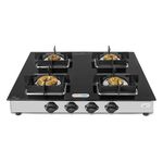 Perfect Flame Toughened Glass Top Stainless Steel Body Frame 4 Burner Gas Stove - AA55555 - GT 4B (F. GUARD)-Jumbo