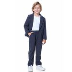 LOLANTA 2 Piece Boys Smart Suit, Kids Blazer & Pants Outfit, Leisurewear or Wedding Party Clothes, Grey Blue, 11-12 Years, 160