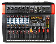 Audio2000'S AMX7382 Six-Channel Powered Audio Mixer with 320 DSP Sound Effects, Stereo Sub Out with Sub-Out Level-Control Fader, Level-Control Faders on All Channels, and USB/Computer Interface