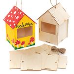 Baker Ross FE929 Robin Nest Box Kits - Pack of 2, Make Your Own Bird House, Wooden Crafts for Children to Decorate and Display, Outdoor Kids Arts and Crafts Project, Brown