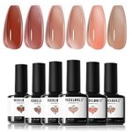 Modelones Gel Nail Polish, 6 Colors Jelly Gel Polish Transparent Sheer Nude Neutral Nail Polish, Soak Off UV Gel Nail Kit DIY Nail Art Salon Manicure Gifts for Women Girls