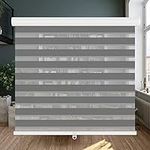 LUCKUP Cordless Zebra Blinds Roller Shades for Window-Dual Layer Sheer Blinds Light Control with Valance Day Night Privacy Light Filtering Fabric, 19" W x 72" H, Dark Grey