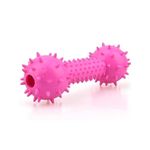 Petbabas Durable Chew Toy Dumbbell for Dogs and Cats - Durable Soft Natural Rubber Squeaky Spiky Dumbbell |Dental Teething Cleaning Chew Toy(Pink)