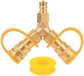 3/8" Y-Splitter Separator Natural Gas Quick Connect/Disconnect Adapter for RV Trailer Motorhome BBQ Grill High Pressure Natural Gas or Propane Systems