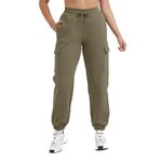 ELEG & STILANCE Women's Winter Fleece Lined Sweatpants Warm Soft Track Pants Jogger Stylish Baggy Cargo Pants Trouser Comfortable Bottom with Pockets (in, Numeric, 32, Plus, Cargo Brown)